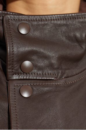 Lemaire Leather jacket with stand-up collar