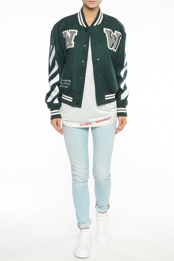 off white green bomber jacket