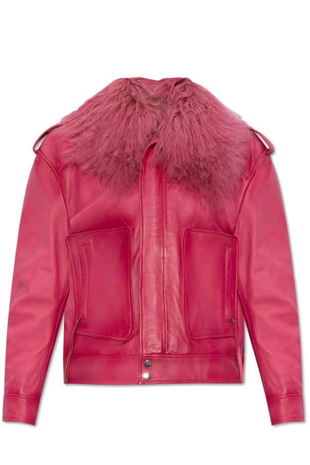 Leather jacket with fur collar od Blumarine