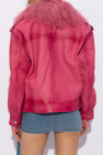 Blumarine PINK Leather jacket with fur collar