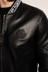Philipp Plein BLACK Leather bomber jacket