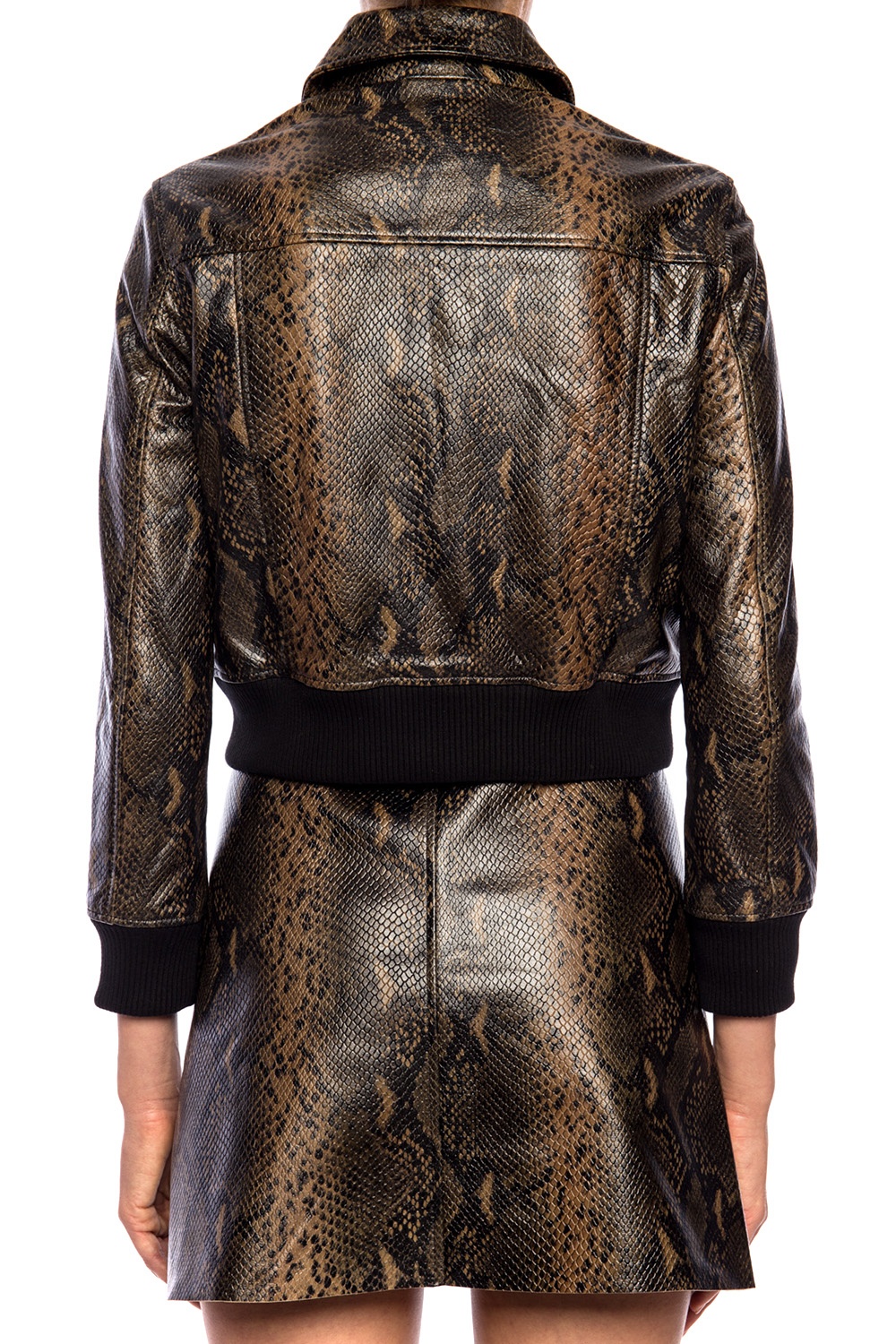 ALLSAINTS Pascao Oba Snake-Embossed Leather Bomber Jacket