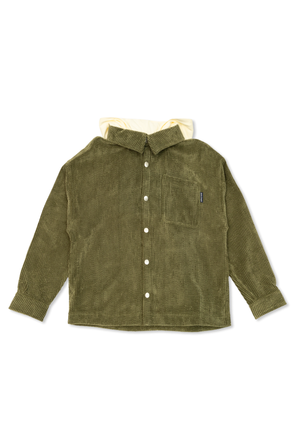 Palm Angels Kids Corduroy shirt with detachable hood