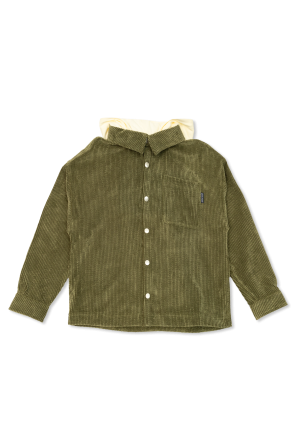 Corduroy shirt with detachable hood