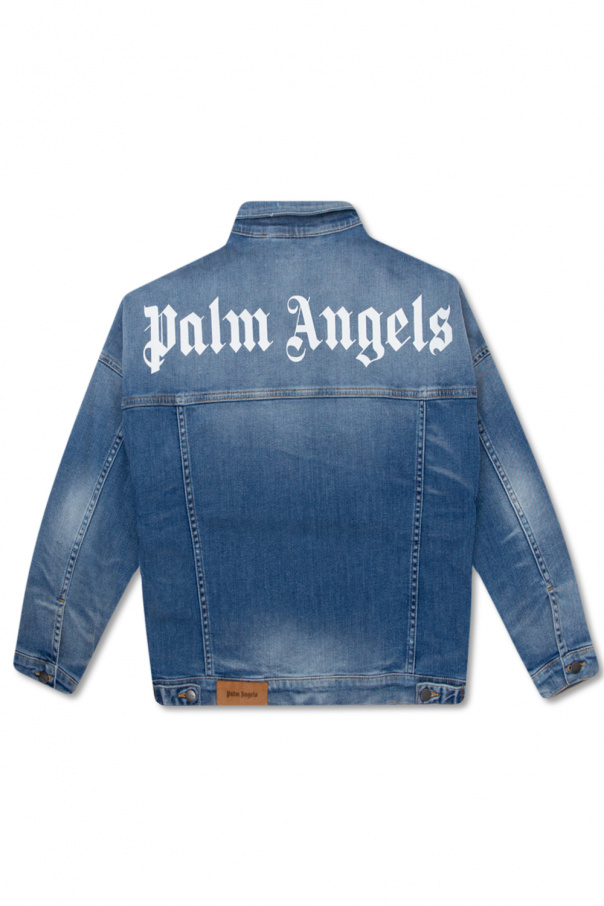 Palm Angels Kids karl kani signature logo teddy transition jacket black cream
