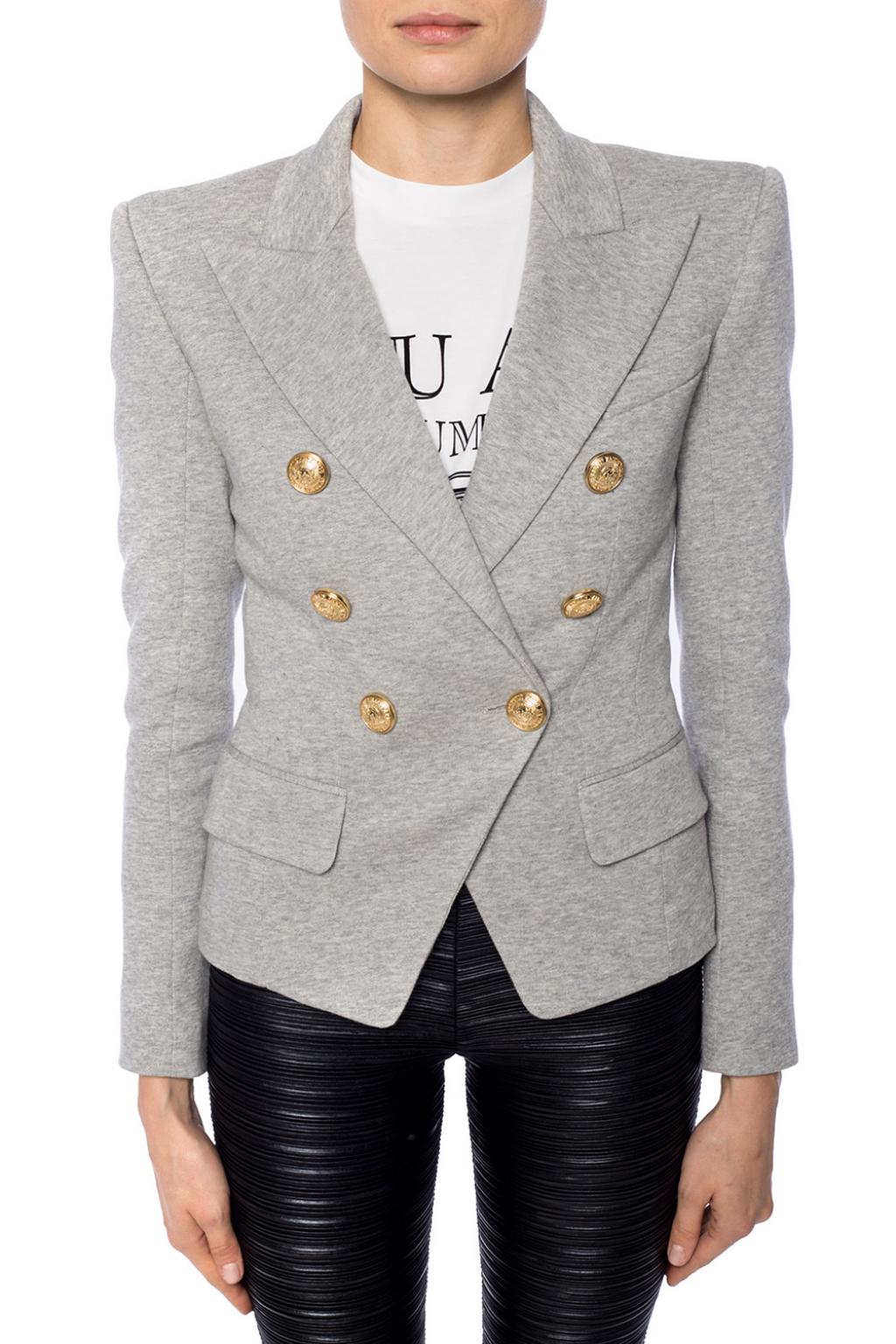 grey balmain blazer