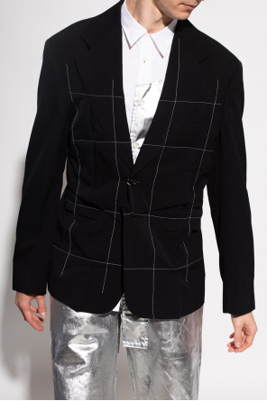 black tie-dye reflective hoodie Blazer with notch cotton