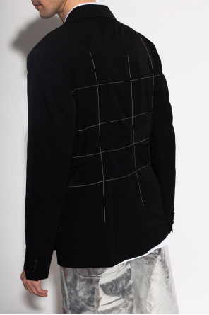 black tie-dye reflective hoodie Blazer with notch cotton