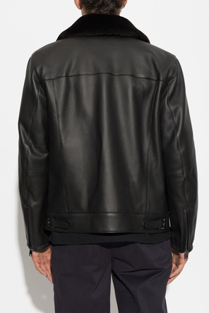 Brioni Leather jacket with fur collar