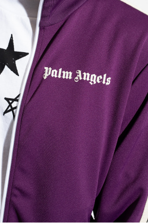 Palm Angels Beige Hoodie With Print In Cotton Man