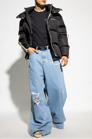 man versace jeans couture tops logo print cotton t shirt od Palm Angels