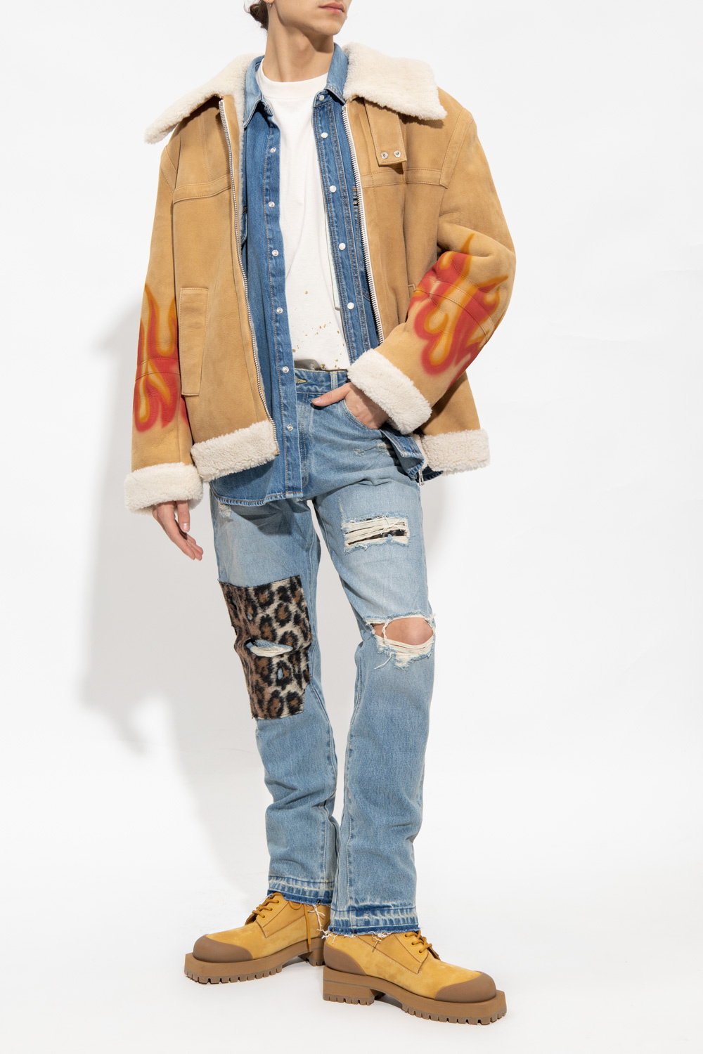 Palm Angels Printed shearling jacket