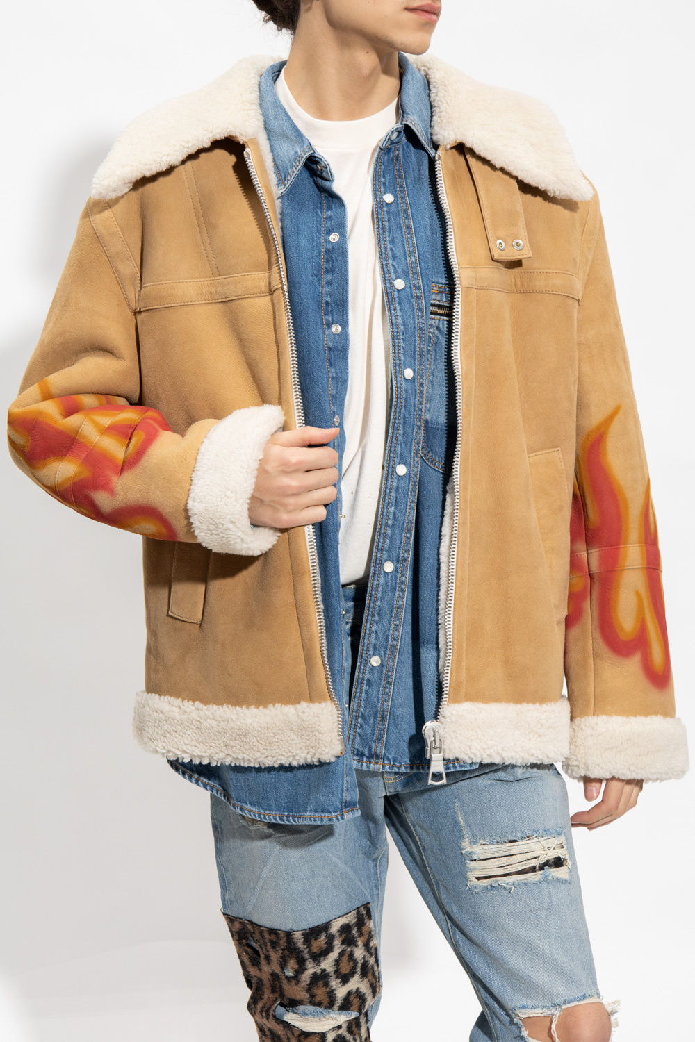 Palm Angels Printed shearling jacket