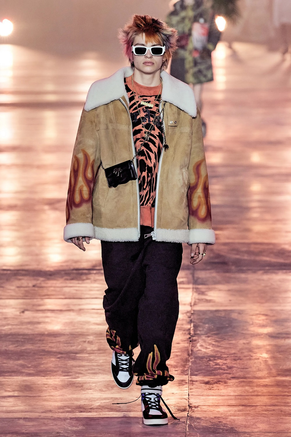 Palm Angels Printed shearling jacket