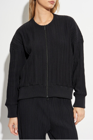 Pleats Please Issey Miyake Pleated zip-up sweatshirt