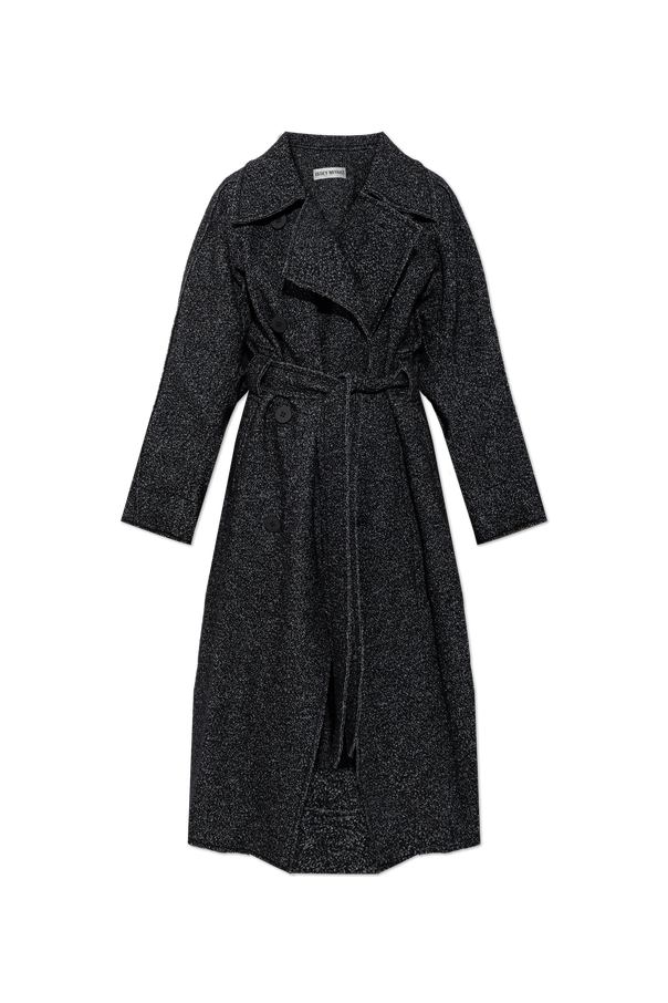 Pleats Please Issey Miyake Doppelreihiger Mantel mit Gürtel