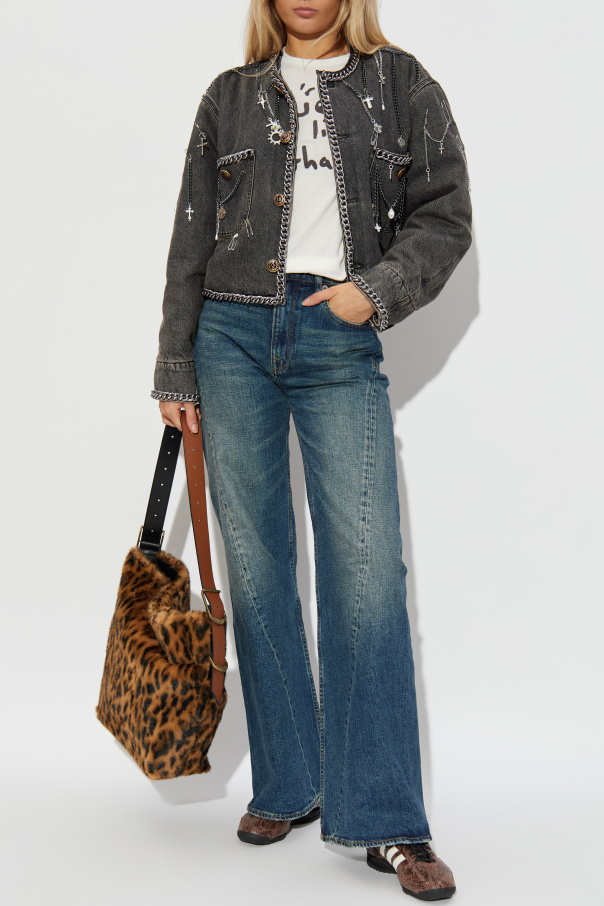 R13 Jeansjacke mit Applikationen