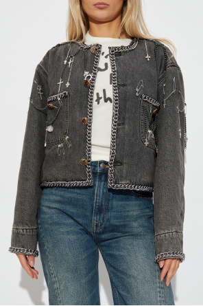 R13 Jeansjacke mit Applikationen