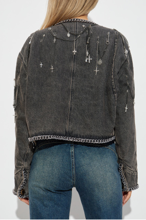 R13 Jeansjacke mit Applikationen