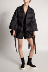 Rick Owens BLACK Quilted coat with tie detail