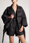 Rick Owens BLACK Quilted coat with tie detail