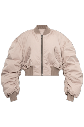Powder Pink Down Bomber Jacket