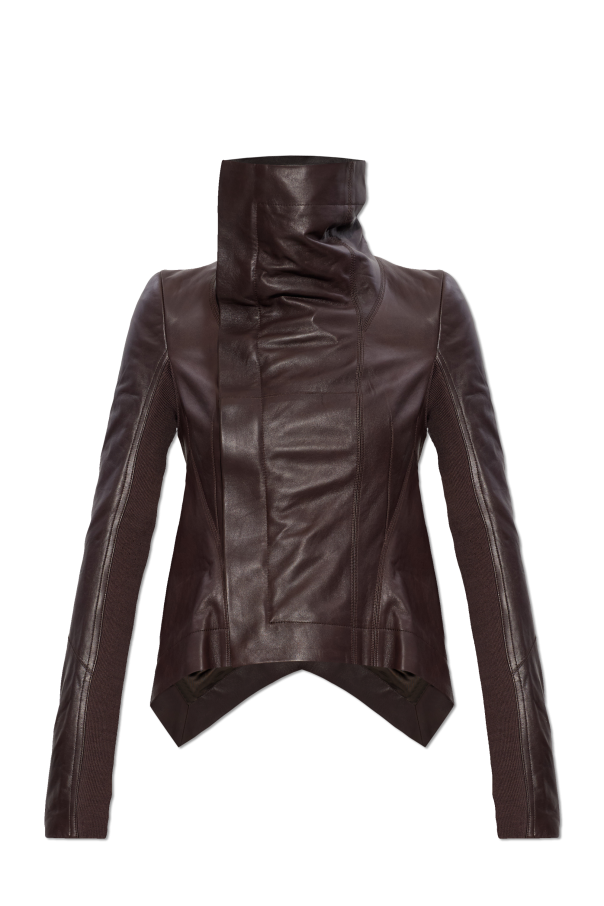 Leather jacket with an asymmetric cut od Rick Owens