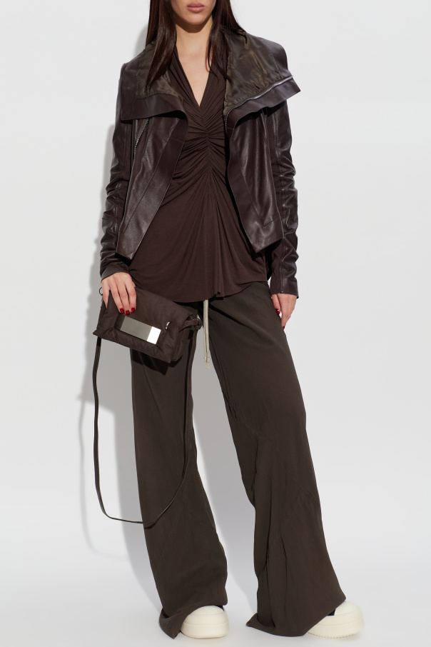 Rick Owens Leather jacket with an asymmetric cut