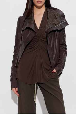 Rick Owens Leather jacket with an asymmetric cut