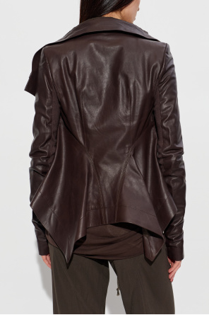 Rick Owens Leather jacket with an asymmetric cut