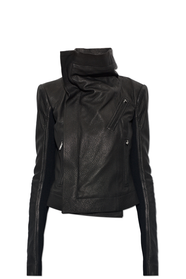 Leather jacket with stand-up collar od Rick Owens
