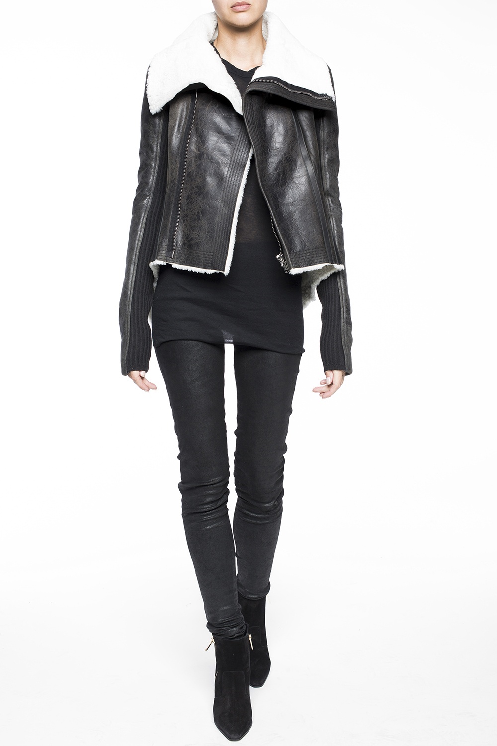 Asymmetrical Shearling Aviator Jacket - Ready to Wear