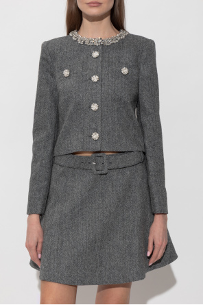 Self-Portrait Herringbone pattern blazer