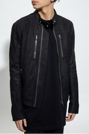 Rick Owens Leather jacket with a high neck