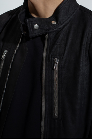 Rick Owens Leather jacket with a high neck