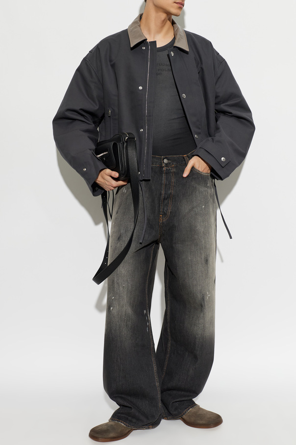 Acne Studios Insulated jacket with a leather collar