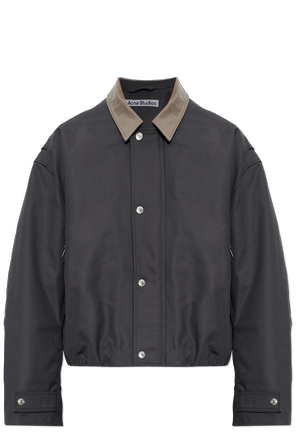 Insulated jacket with a leather collar