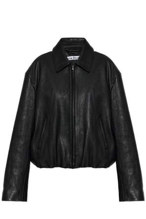 Leather jacket with pockets