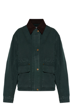 Denim jacket with suede collar