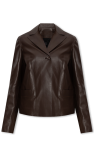 versace brown shirt logo-print jacket