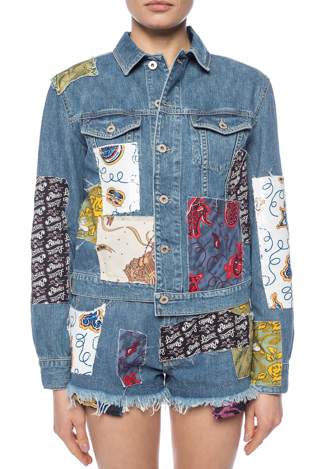 Loewe Indigo Paula's Ibiza Edition Patchwork Denim Jacket – BlackSkinny