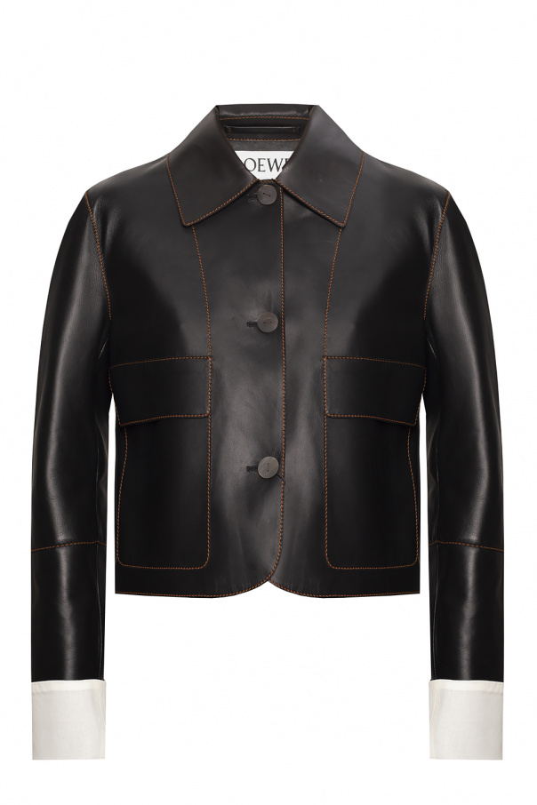 Loewe Leather jacket with logo