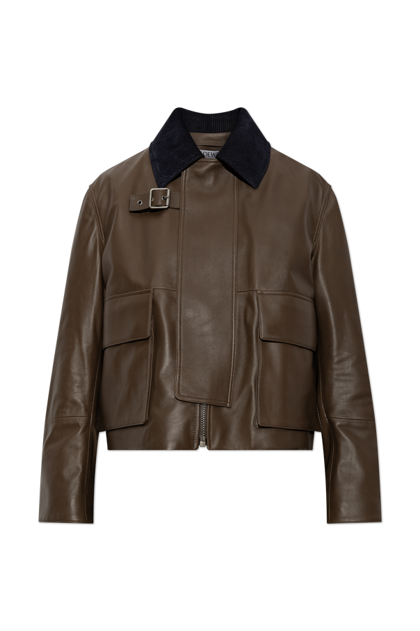 Leather Jacket with Corduroy Collar od Loewe