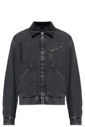 Denim jacket with corduroy collar