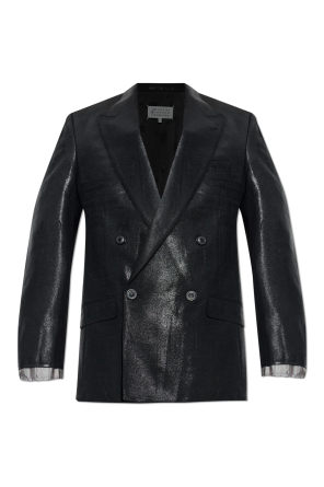 Double-breasted blazer with a shiny finish