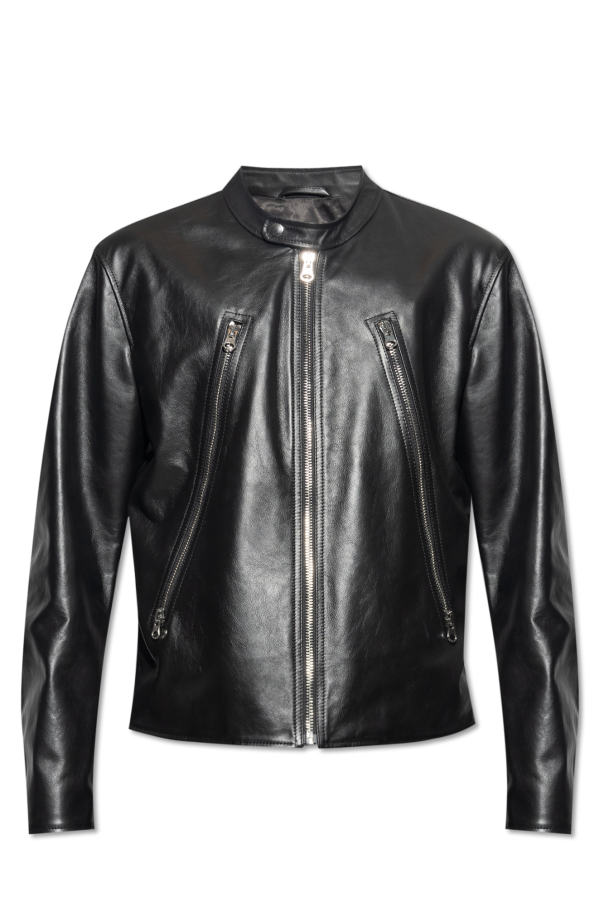 MM6 Maison Margiela Leather Fleece-Logo jacket