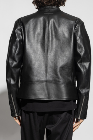 MM6 Maison Margiela Leather Fleece-Logo jacket