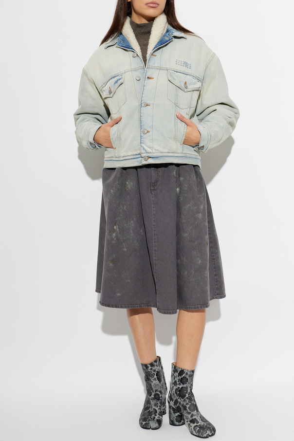 MM6 Maison Margiela Casaco de ganga com gola em pêlo