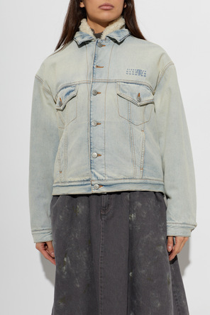 MM6 Maison Margiela Casaco de ganga com gola em pêlo