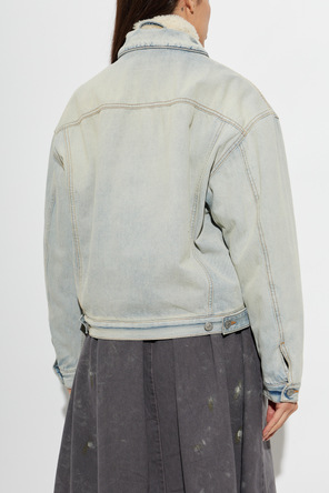 MM6 Maison Margiela Casaco de ganga com gola em pêlo